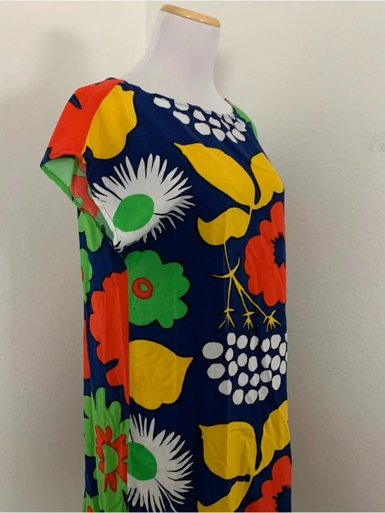 Marimekko For Target Floral Shift Dress Size small Bold Colorful Mod 100% rayon - Picture 10 of 15
